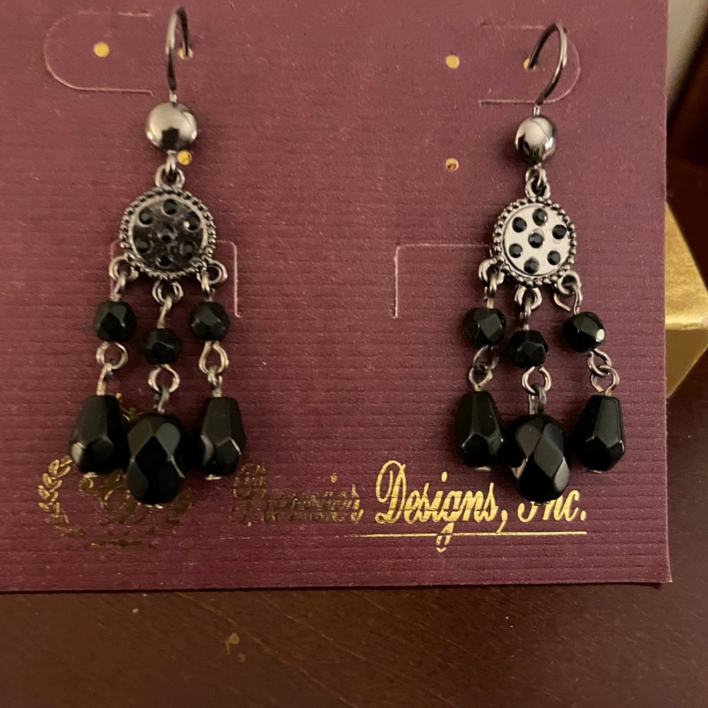 Premier designs black and silver dangling earrings